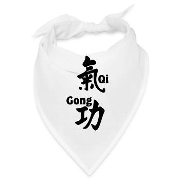 QI-Gong-Skript mit Text vertikal - Bandana - Weiß - Vorne