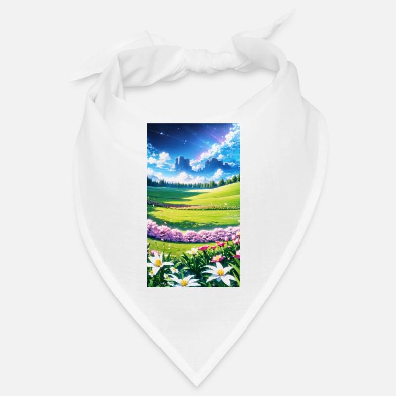 Landschaft mit 4 Bereichen, Generative KI - Bandana - Weiß