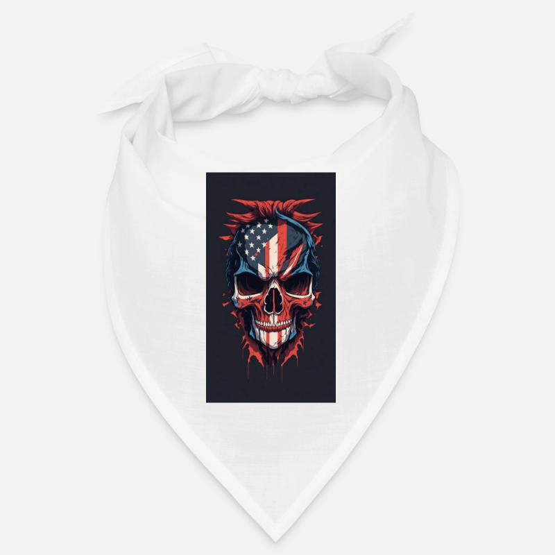 Drapeau américain dessiné face maléfique crâne de mort Bandana