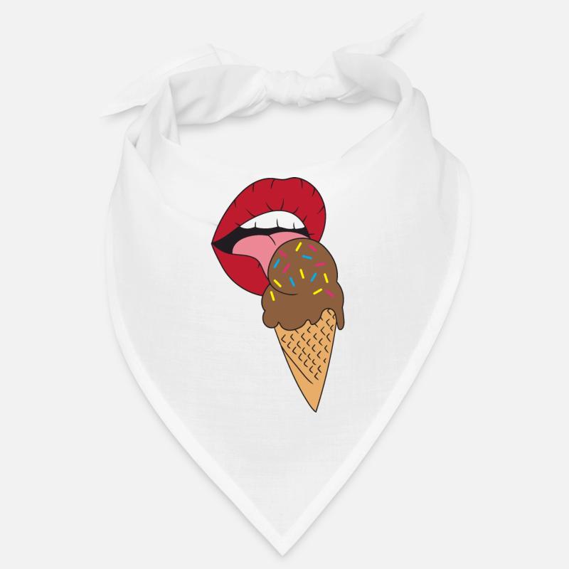 Rote Lippen die Eis schlecken Eiscreme Bandana