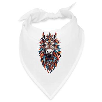 Spirituelles Pferd Indianer & Schamanismus Federn - Bandana - Weiß - Vorne