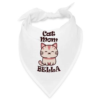 Bella Name Vorname mit Katze - Bandana - Weiß - Vorne