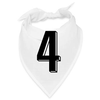 Nummer 4 - Zahl VIER Trikotnummer 4 Jahre - Bandana - Weiß - Vorne