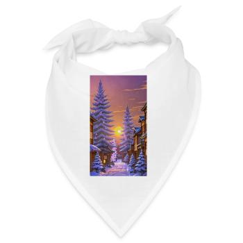 Wintersonnenuntergang in einem traditionellen - Bandana - Weiß - Vorne
