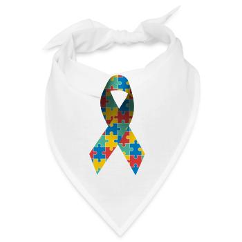 Awareness Ribbon für Autismus und Asperger-Syndrom - Bandana - Weiß - Vorne