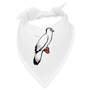 Vogel sitzt süß Käfig Ast Haustier lieber Papagei - Bandana - Weiß - Vorne