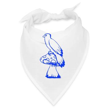 Vogel sitzt süß großer Pilz Punkten Fliegenpilz - Bandana - Weiß - Vorne