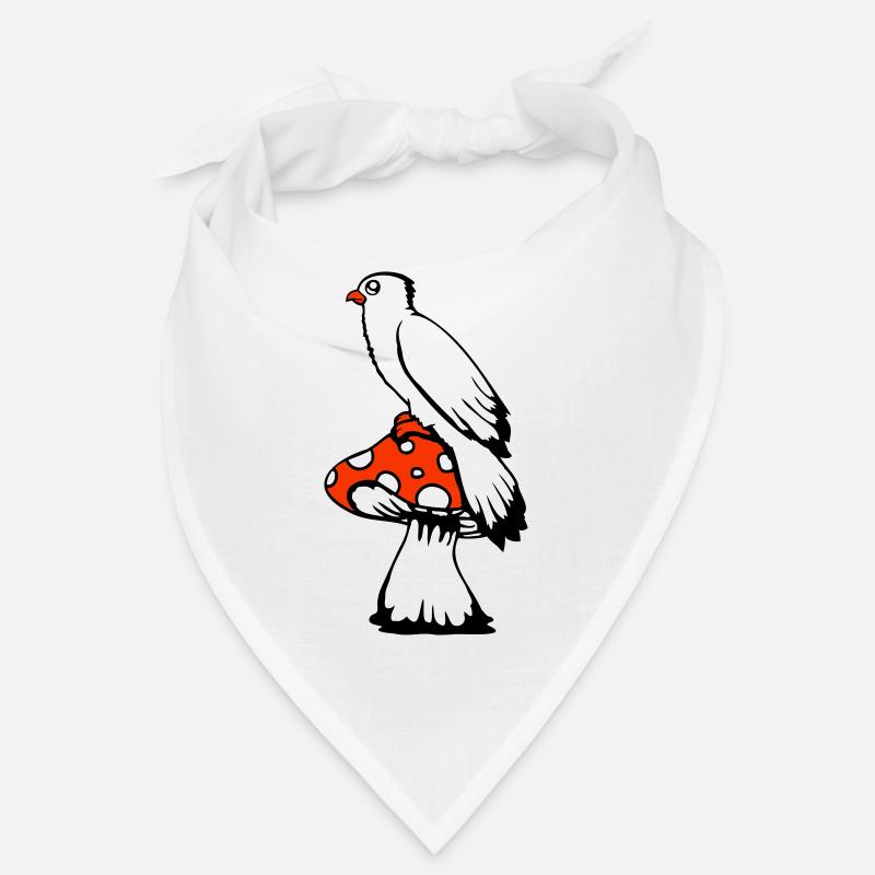 Bird sitting cute big mushroom dots toadstool Bandana