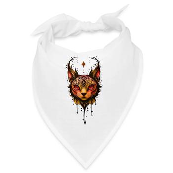 Ornamentale Eleganz: Porträt einer Katze. - Bandana - Weiß - Vorne
