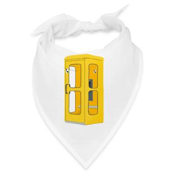 Gelbe Telefonzelle, Nostalgie, Post Handzeichnung - Bandana - Weiß - Vorne