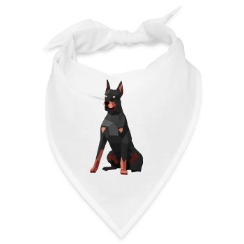 Moderner Dobermann – Low-Poly-Kunst - Bandana - Weiß - Vorne