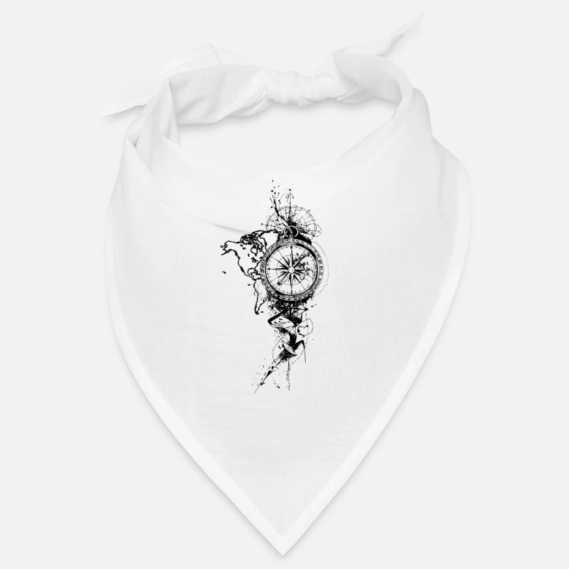 Compass Black Map Bandana
