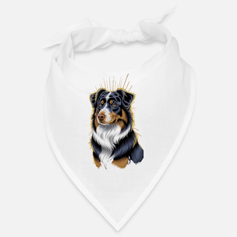 Australian Shepherd Portrait Artwork Bandana