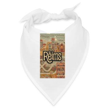 Reims Stadtbild Retro Illustration - Bandana - Weiß - Vorne