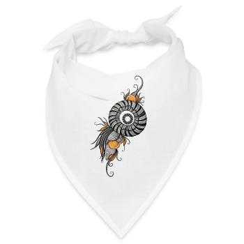 Nautilus Spirale mit Orange Akzenten - Bandana - Weiß - Vorne