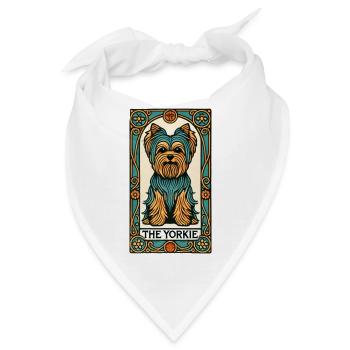 Yorkie Buntglas-Porträt - Bandana - Weiß - Vorne