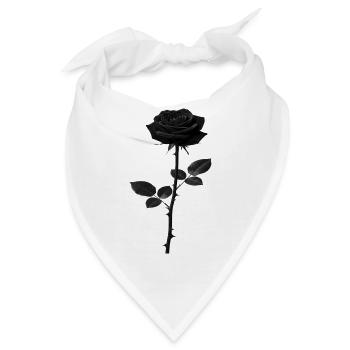 Schwarze Rose Monochrome Grafik - Bandana - Weiß - Vorne