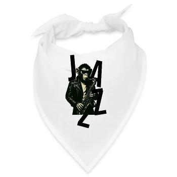 Saxophonaffe im Leder - Bandana - Weiß - Vorne