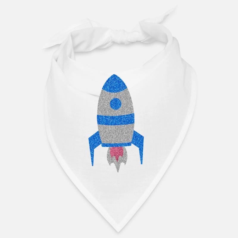 Blue Silver Glitter Space Rocket Bandana