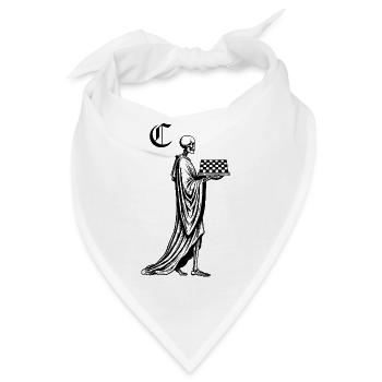 Skelett mit Schachbrett - Bandana - Weiß - Vorne