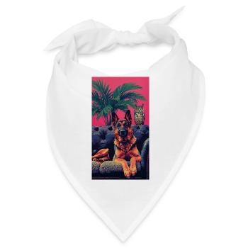 Neonhund und Eule in den Tropen - Bandana - Weiß - Vorne