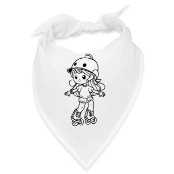 Roller Skating Mädchen Cartoon - Bandana - Weiß - Vorne