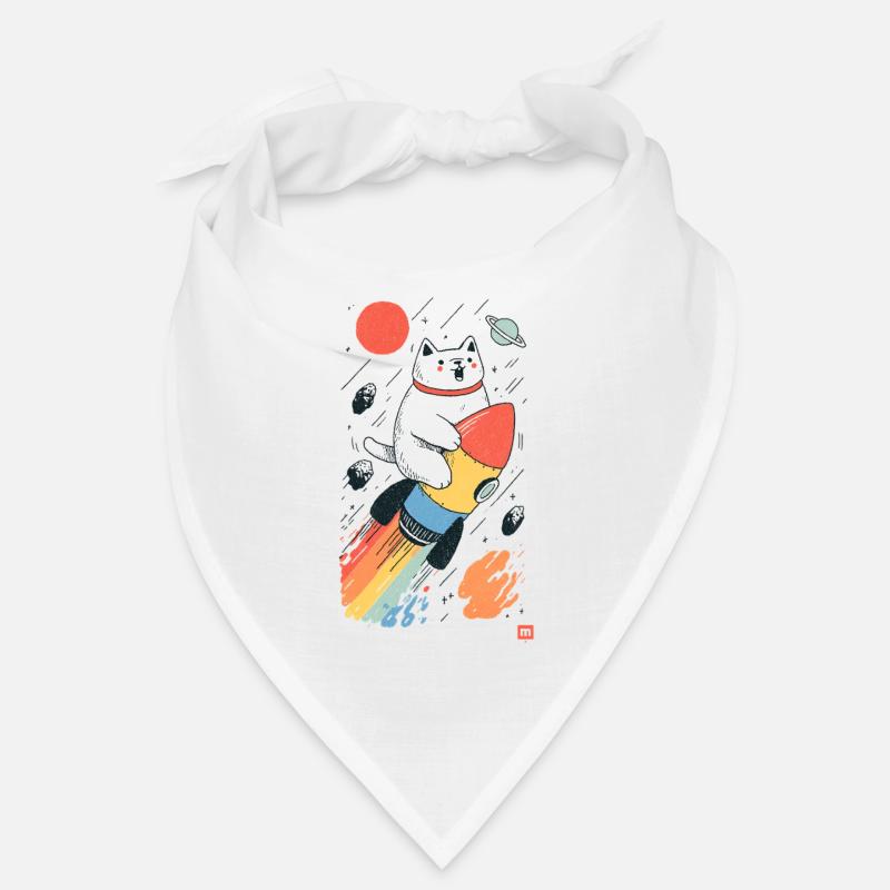 Chat sur fusée dans l’espace coloré Bandana