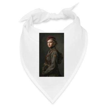Historische Kriegerin im Mantel - Bandana - Weiß - Vorne