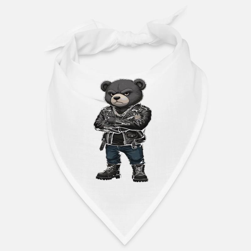 Rocker Bear Leather Jacket Biker Bandana