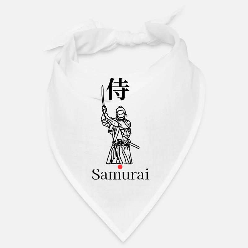 Samurai Symbol Minimal Schwarz Weiß Rot Bandana