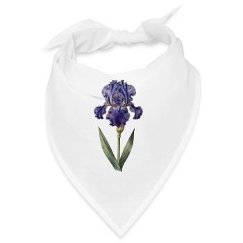 Lila Iris auf zartem Stängel - Bandana - Weiß - Vorne