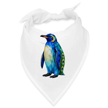 Pfauen-Pinguin – Low Poly Art - Bandana - Weiß - Vorne