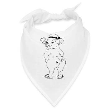 Schwein von hinten - Bandana - Weiß - Vorne