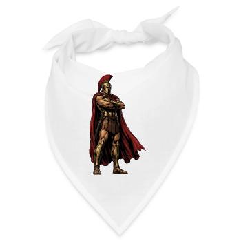 Spartanischer Ritter mit rotem Mantel - Bandana - Weiß - Vorne