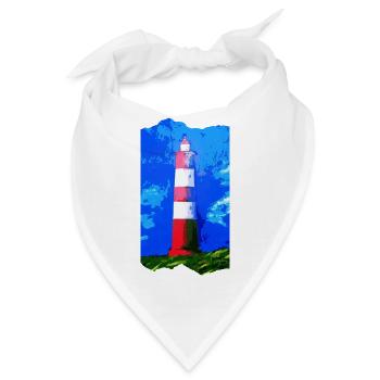 Leuchtturm Nordsee Kunstmotiv Jörg Langhans - Bandana - Weiß - Vorne