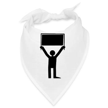 Mann mit Schild - Bandana - Weiß - Vorne