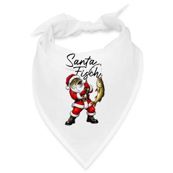 Santa Fisch Weihnachtsmann mit Fischkopf angeln - Bandana - Weiß - Vorne