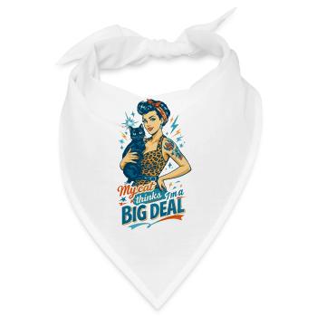 Rockabella mit Katze im Retro Leopard Pin-up Stil - Bandana - Weiß - Vorne