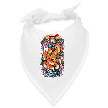 Kitsune-Feuer-Torii-Fantasie - Bandana - Weiß - Vorne