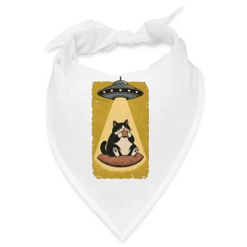 Katzenpause im UFO Strahl - Bandana - Weiß - Vorne