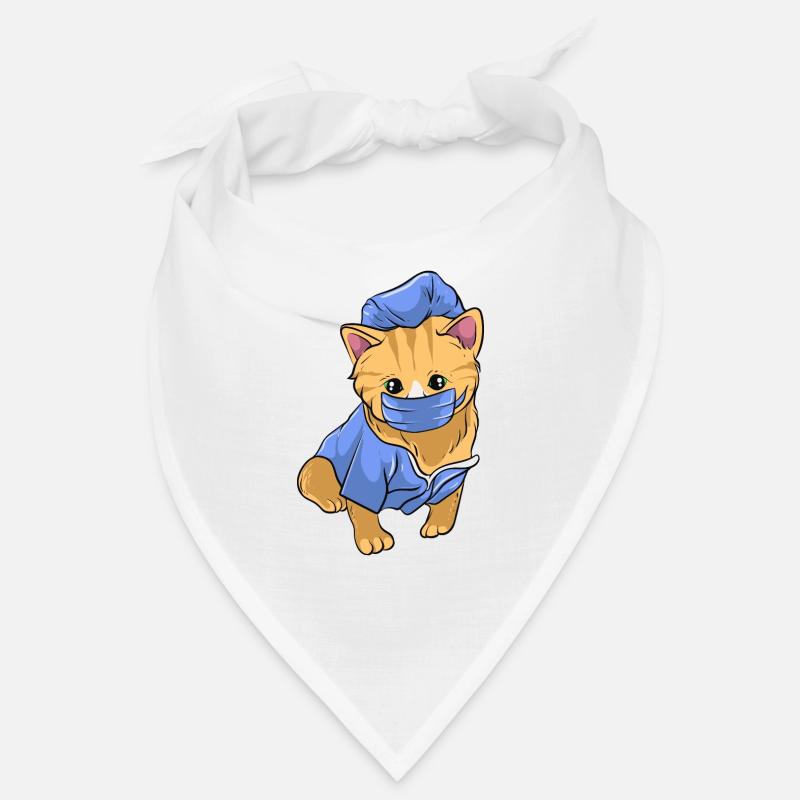 Cute nurse cat with face mask. Bandana