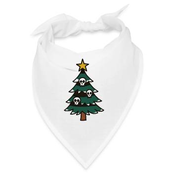 Düsterer Weihnachtsbaum mit Totenköpfen - Bandana - Weiß - Vorne
