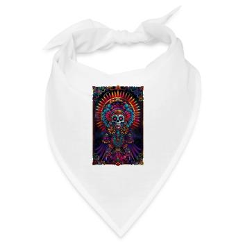 moderner Dia de muertos Skelett Gott auf Thron - Bandana - Weiß - Vorne