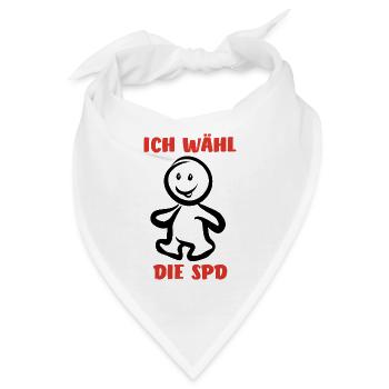 Ich wähl die SPD - Wähler - Stimme - Bandana - Weiß - Vorne