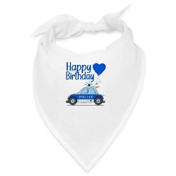 Happy Birthday Police Herz - Bandana - Weiß - Vorne