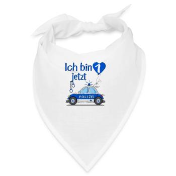 Polizeiauto Ich bin jetzt 1 Geburtstag - Bandana - Weiß - Vorne