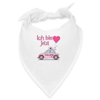 Polizeiauto Ich bin jetzt Geburtstag Rosa - Bandana - Weiß - Vorne