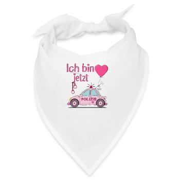 Polizeiauto Ich bin jetzt Geburtstag Rosa - Bandana - Weiß - Vorne