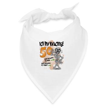 Geburtstag 50 Knackige Jahre Skelett Knochen - Bandana - Weiß - Vorne