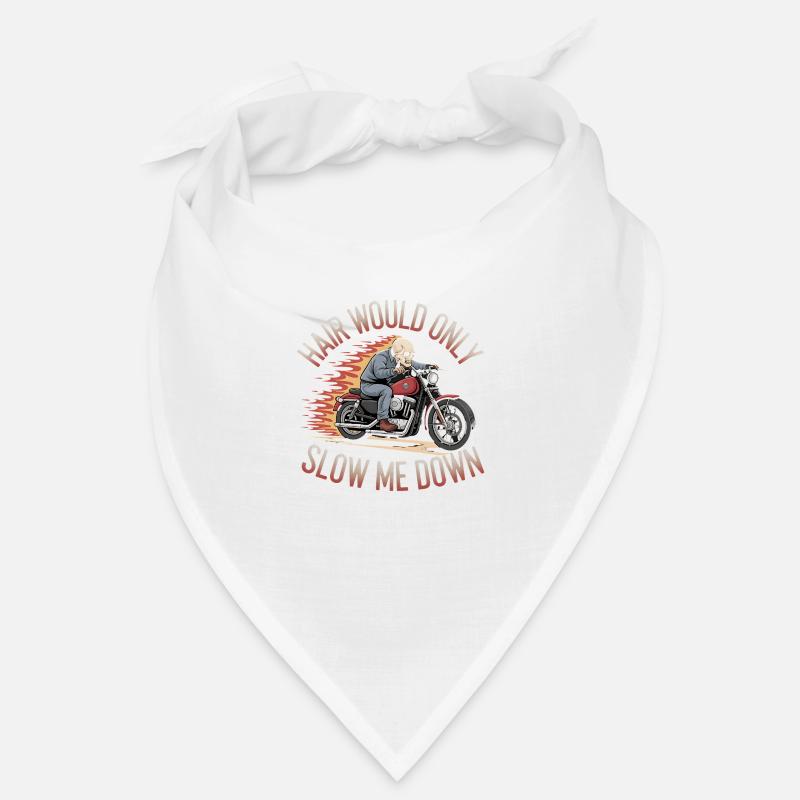 Bald Biker Skull Motorcycle Rider Funny Graphic - Bandana - Weiß